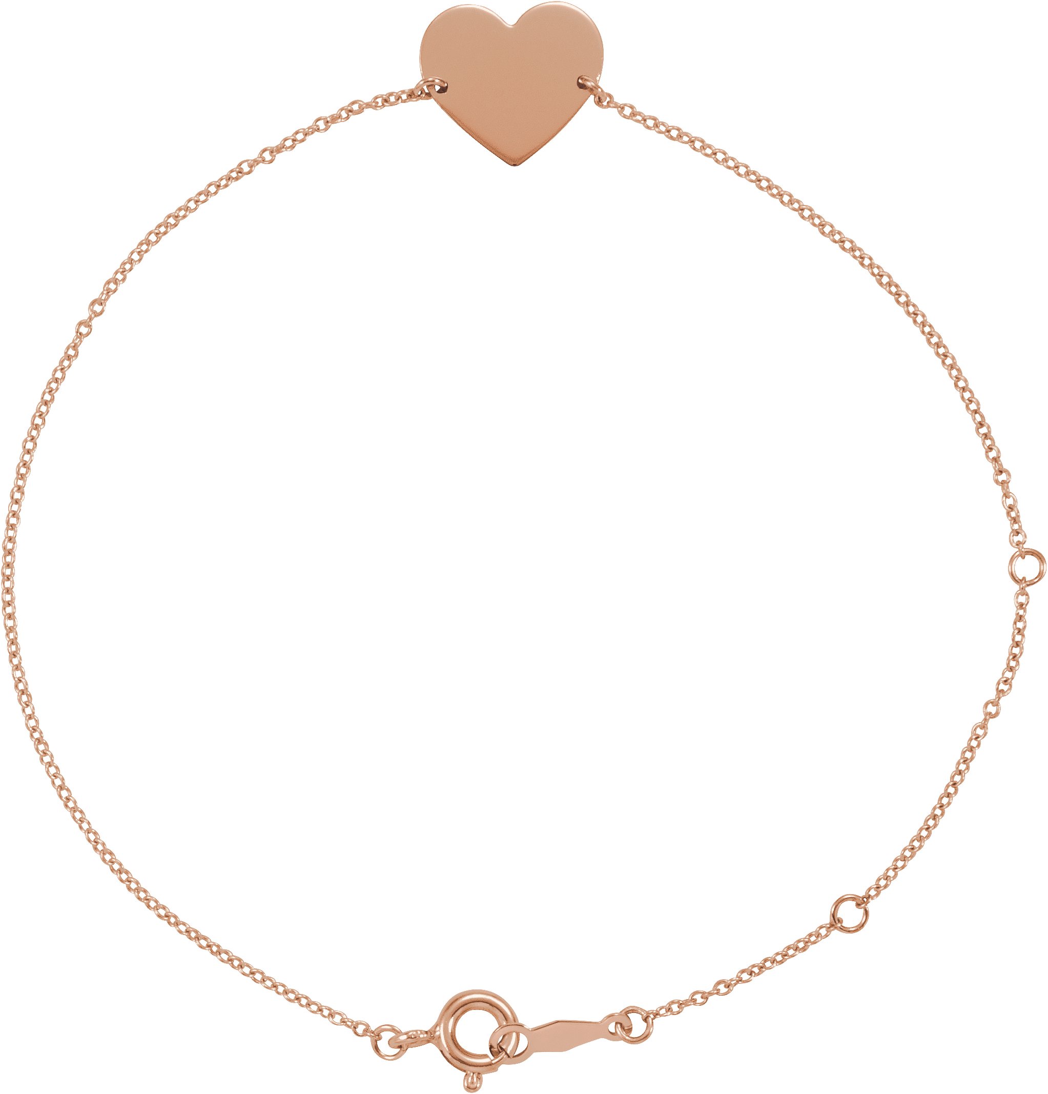 14K Rose Engravable Heart 7-8" Bracelet