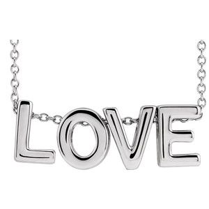 14K White Love 16-18" Necklace