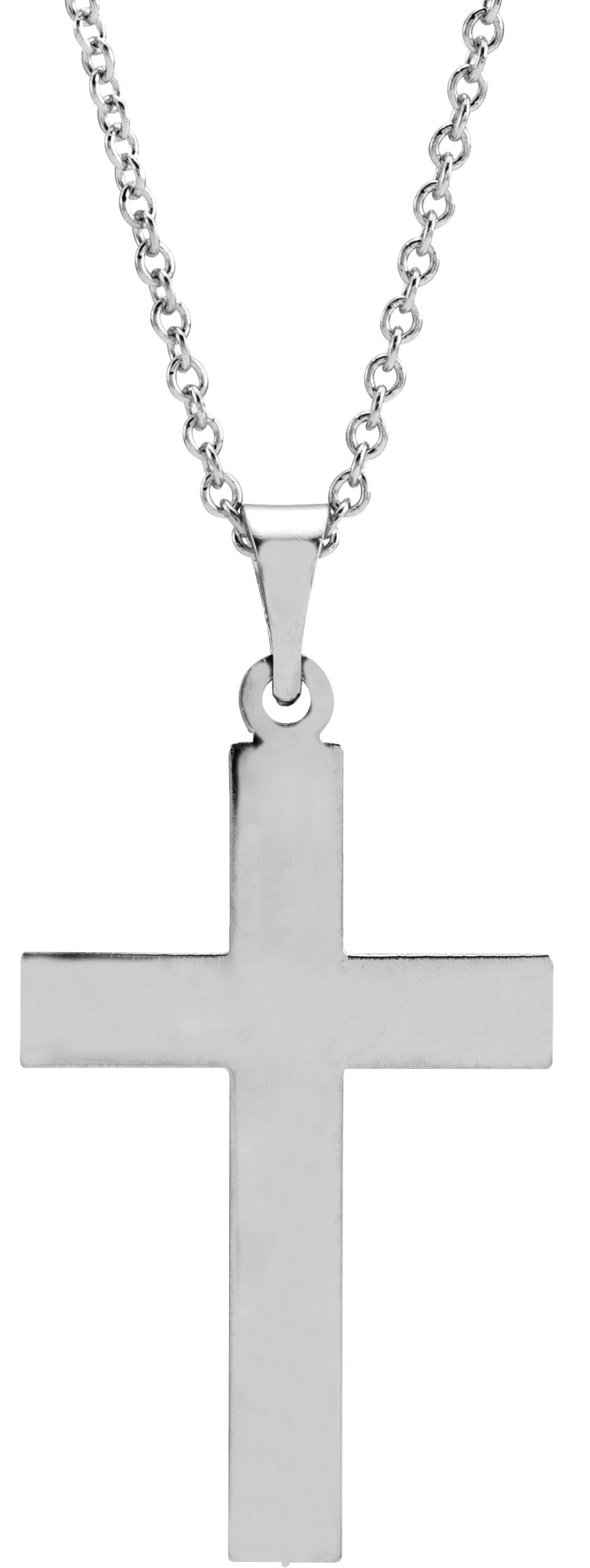 14K White 22 x 14 mm Cross 18