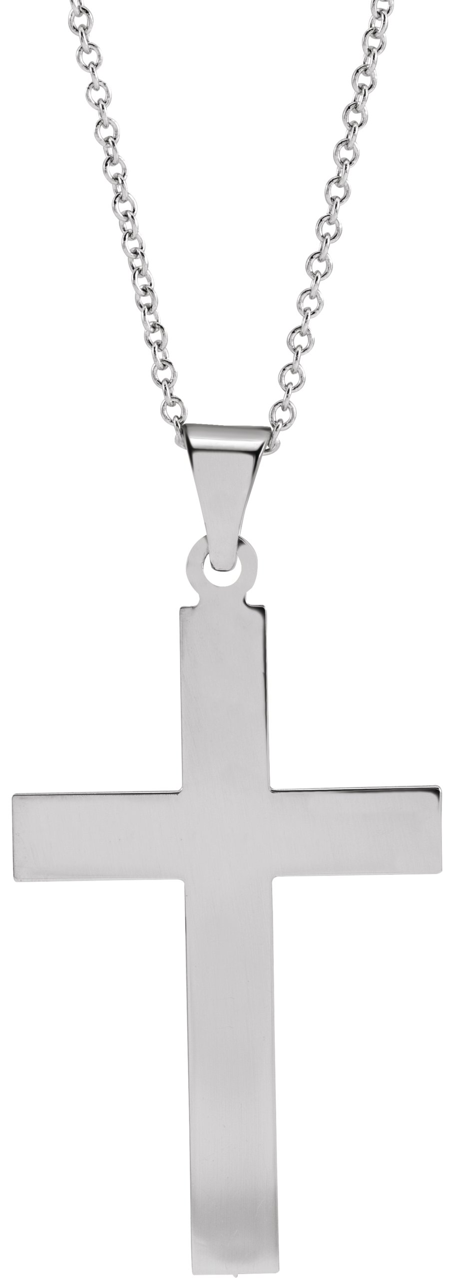 14K White 28 x 18 mm Cross 18