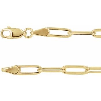 18K Yellow Gold Plated Sterling Silver 3.85 mm Elongated Flat Link 7 inch Chain Ref. 16939907