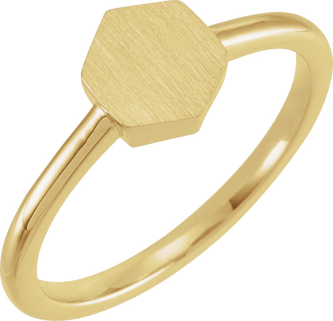 14K Yellow  9.5x8 mm Geometric Signet Ring