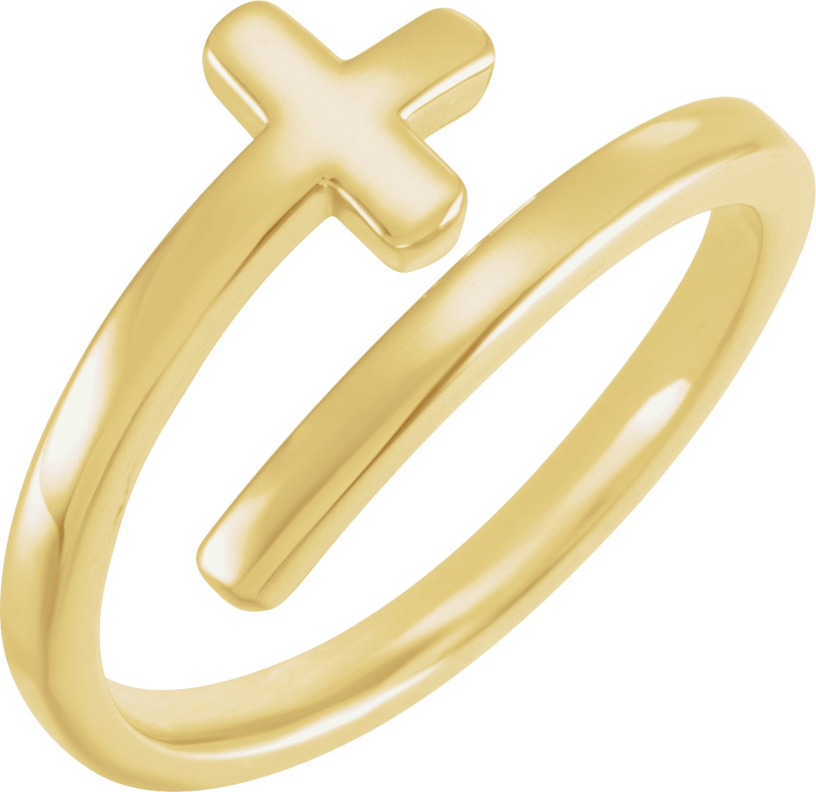 14K Yellow Engravable Sideways Cross Ring