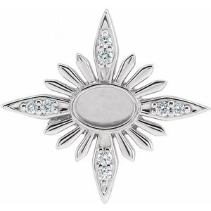 Sterling Silver 6x4 mm Oval .08 CTW Natural Diamond Semi-Set Celestial Pendant