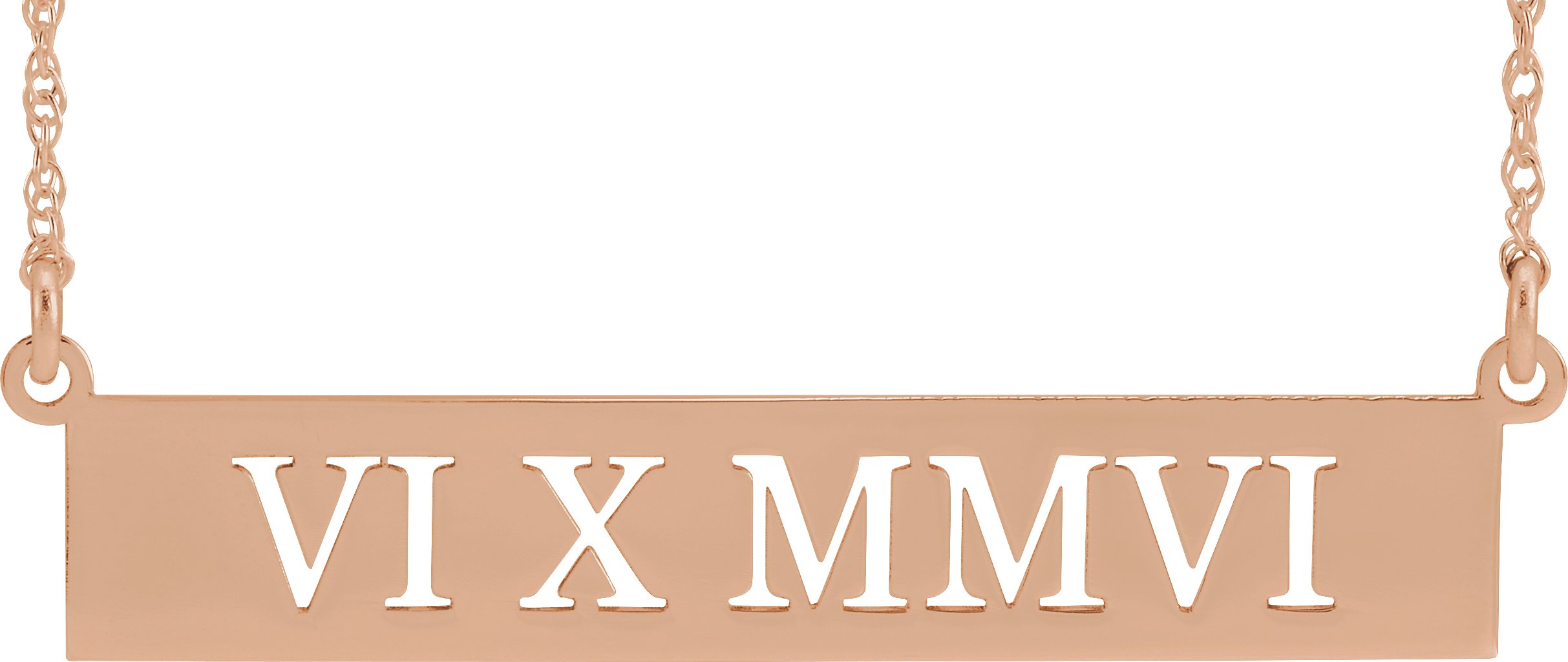 Pierced Roman Numeral Date Necklace