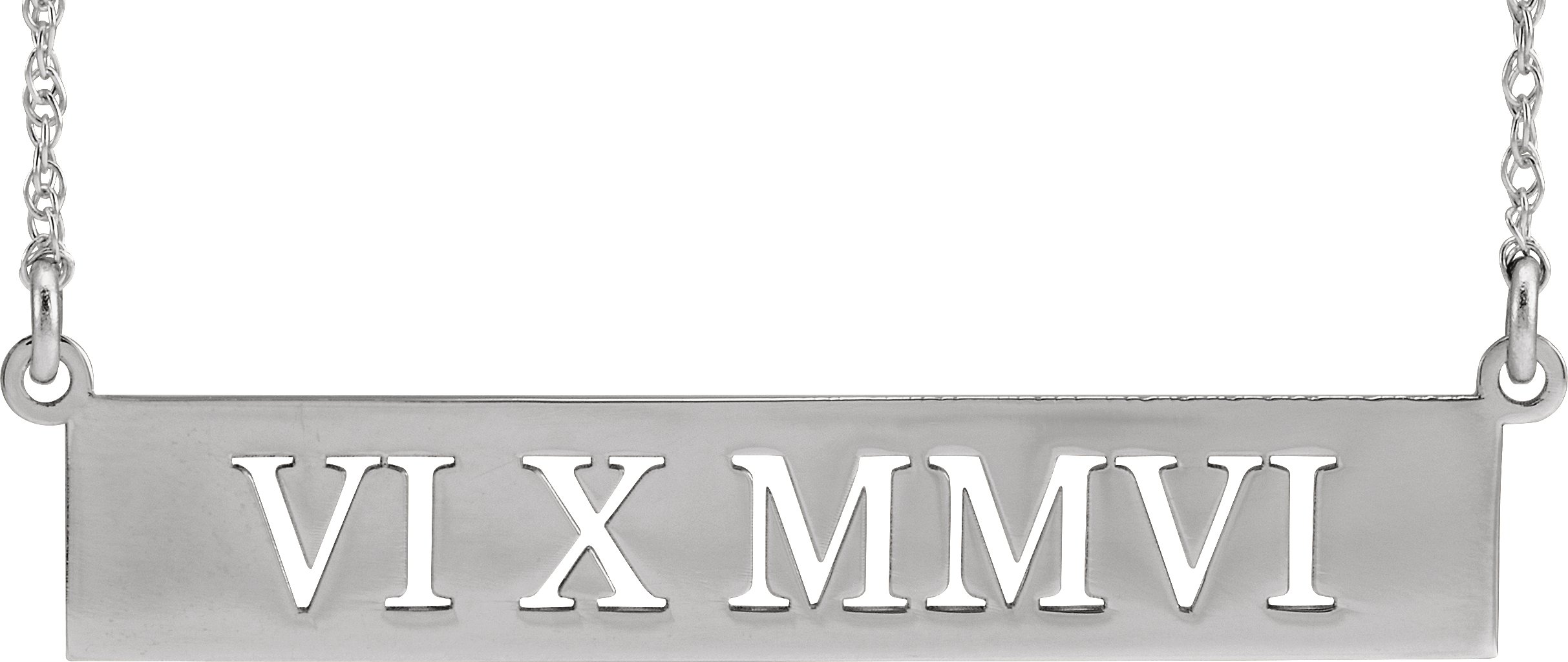 Pierced Roman Numeral Date Necklace