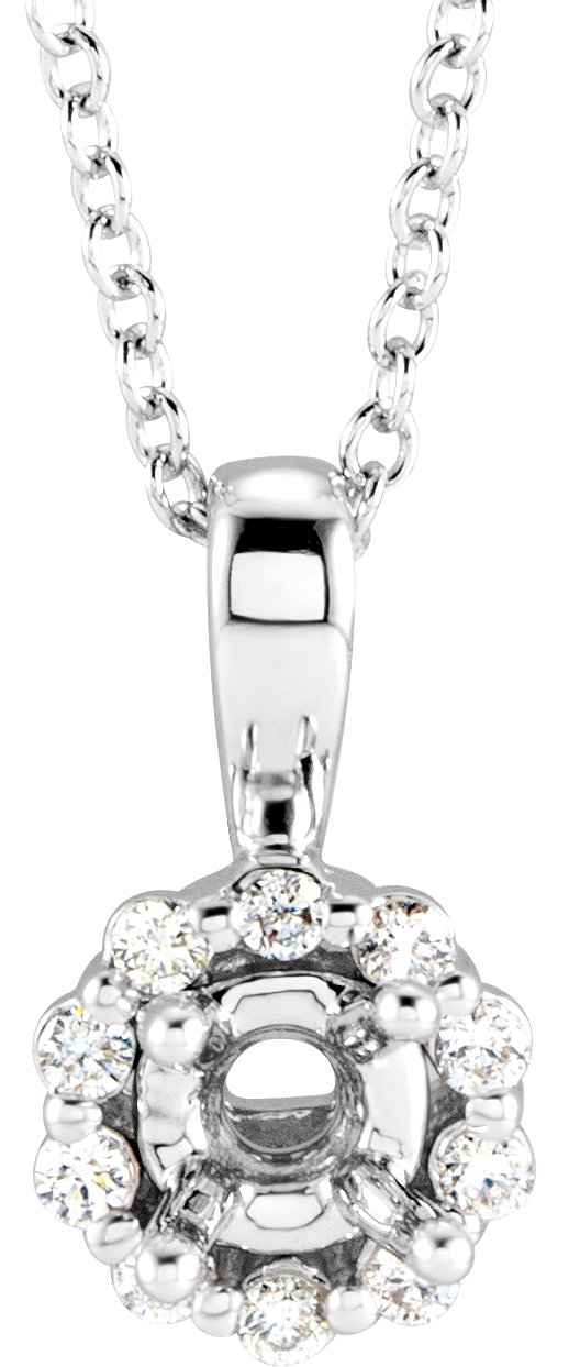 Halo-Style Necklace  – 14K White Gold