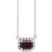 Sterling Silver 7x5 mm Natural Mozambique Garnet & 1/5 CTW Natural Diamond Halo-Style 16