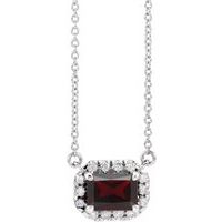 Sterling Silver 5x3 mm Natural Mozambique Garnet & 1/8 CTW Natural Diamond Halo-Style 18