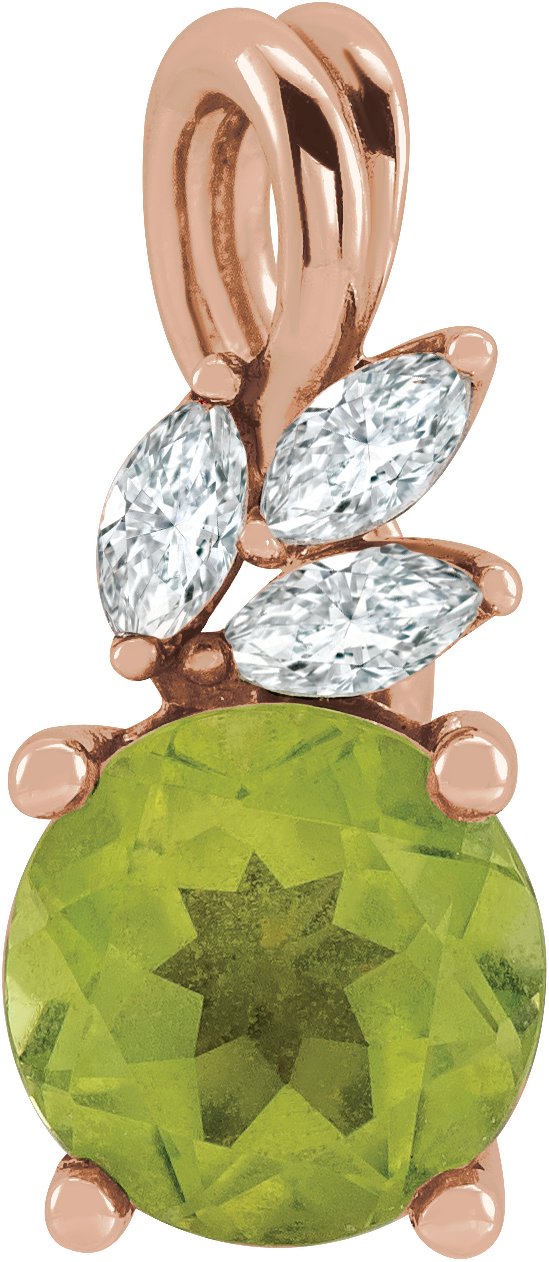 14K Rose Peridot and .10 CTW Diamond Pendant Ref. 14213400