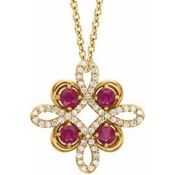 Ruby & Diamond Clover Pendant or Mounting