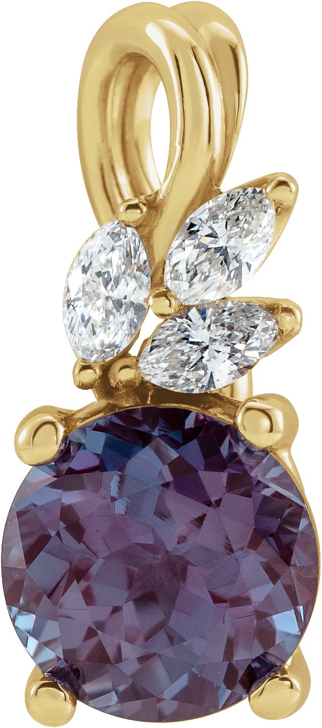 14K Yellow Chatham Created Alexandrite and .10 CTW Diamond Pendant Ref. 14213389