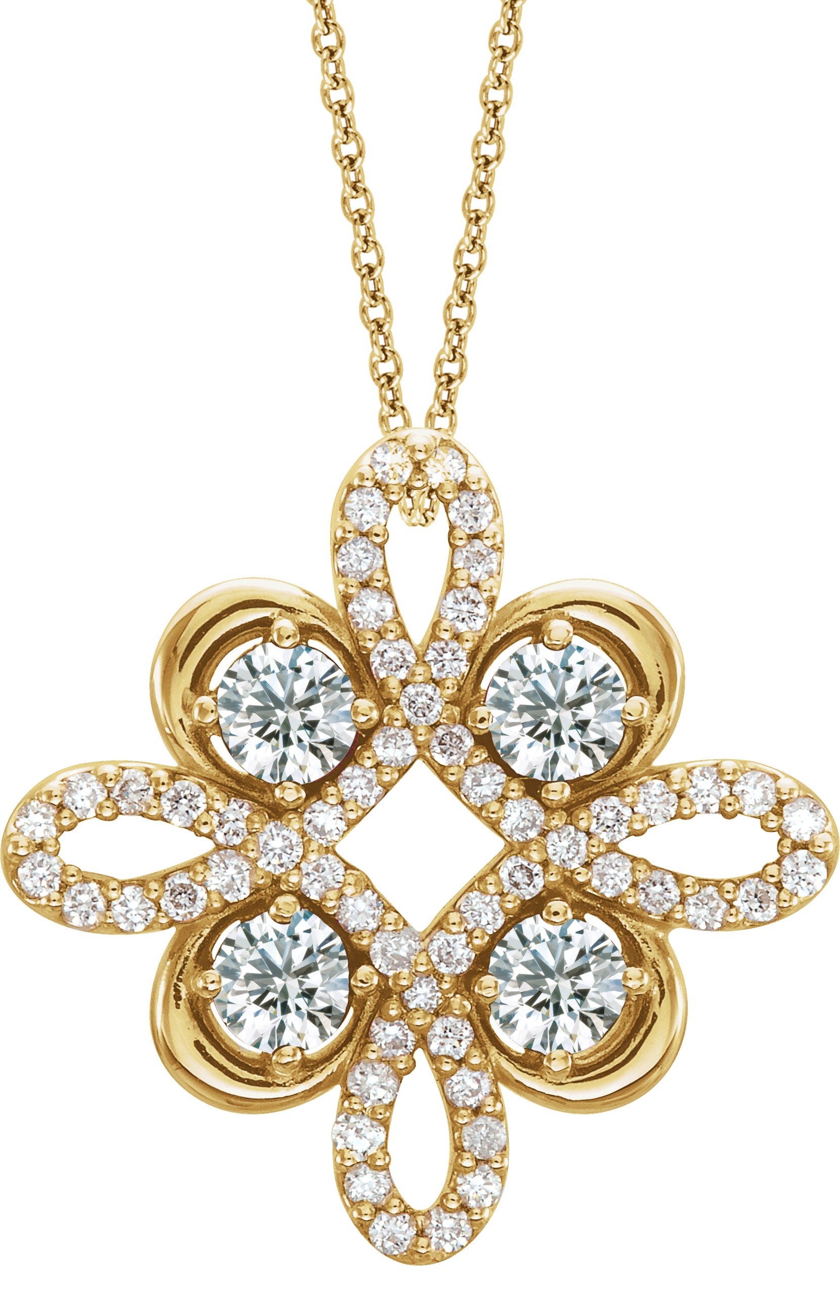14K Yellow .17 CTW Diamond Clover 18 inch Necklace Ref 14176199
