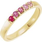 14K Yellow Natural Pink Multi-Gemstone Midi Ring