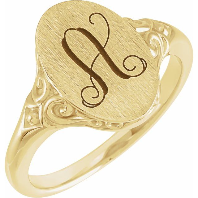 14K Yellow 13x9 mm Oval Signet Ring