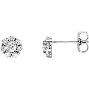 14K White 5/8 CTW Natural Diamond Cluster Earrings