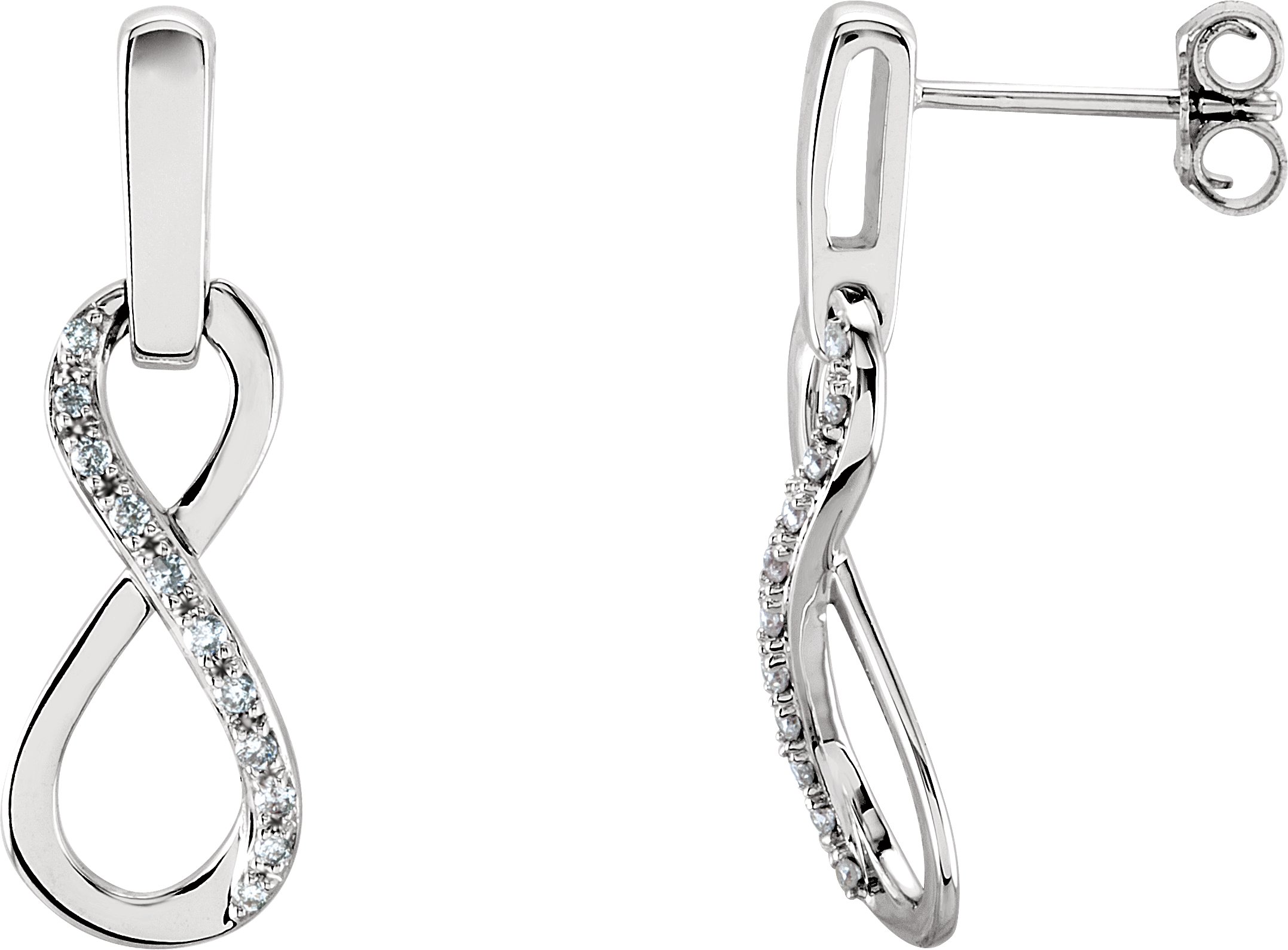 14K White 1/10 CTW Natural Diamond Infinity-Inspired Earrings
