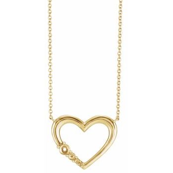 14K Yellow 1 Stone Family Heart 16 inch Necklace Mounting Ref. 16627909