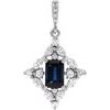 14K White Blue Sapphire and .375 CTW Diamond Pendant Ref. 15758458
