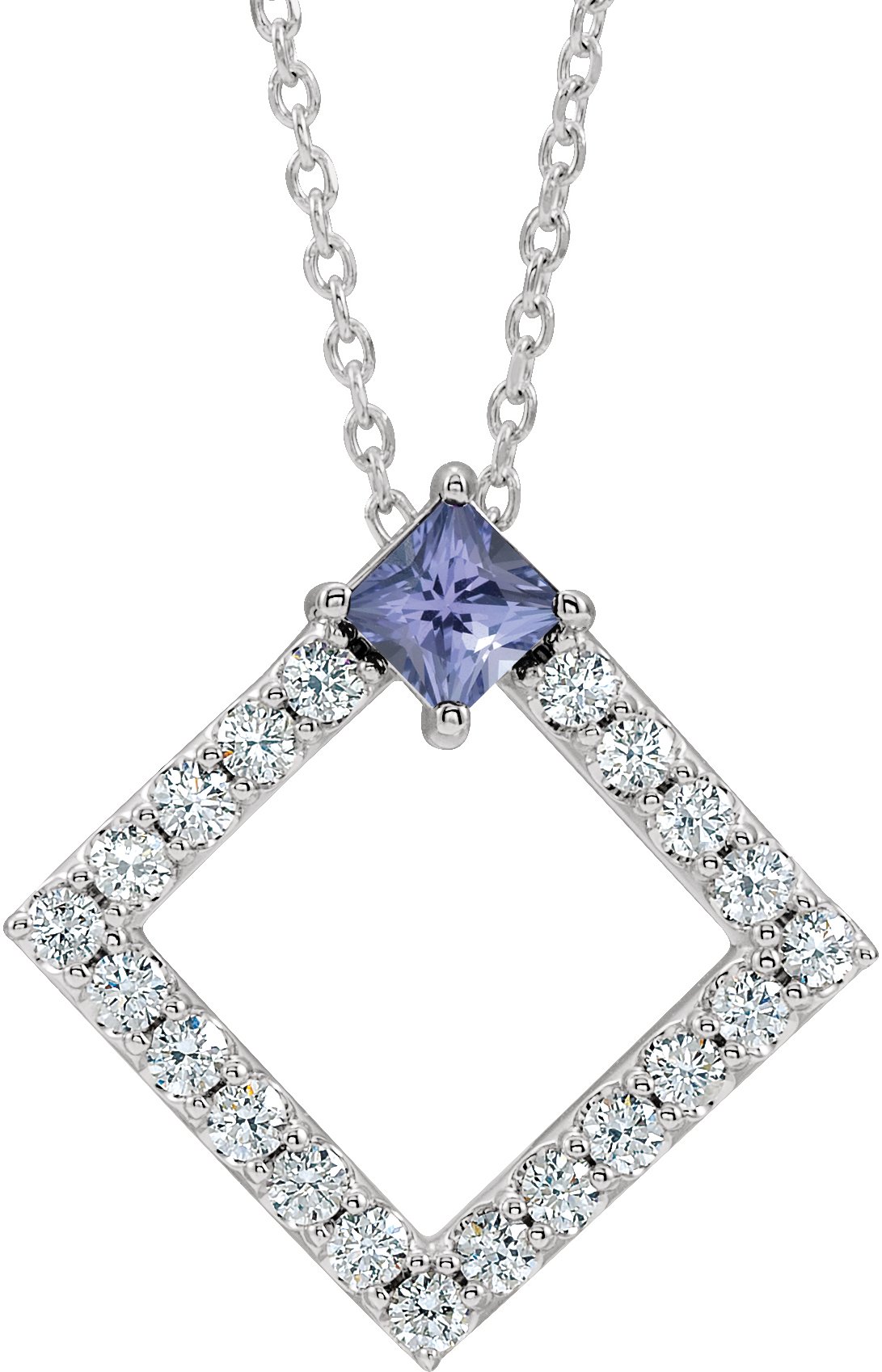 14K White Tanzanite and .375 CTW Diamond 16 18 inch Necklace Ref 14900507