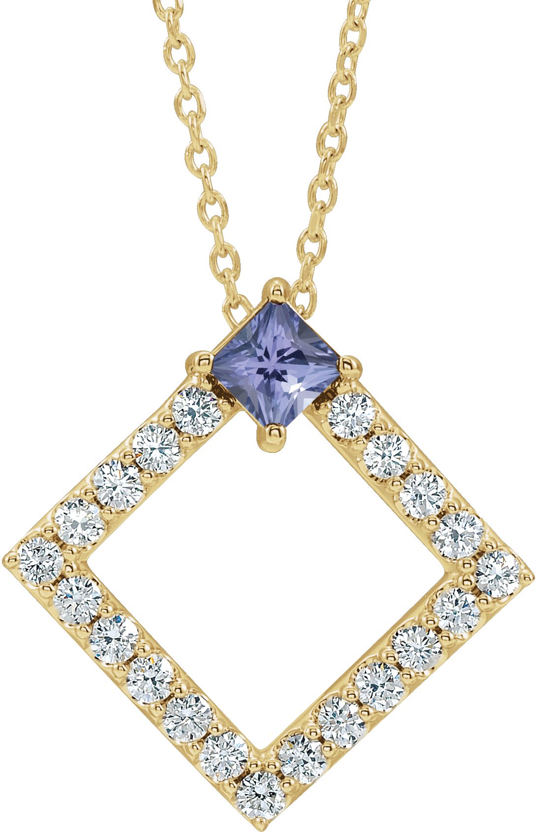 14K Yellow Tanzanite and .375 CTW Diamond 16 18 inch Necklace Ref 14900516