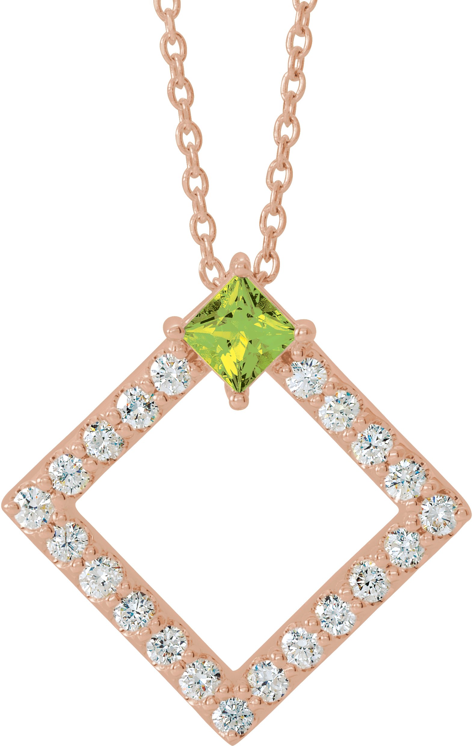 14K Rose Peridot and .375 CTW Diamond 16 18 inch Necklace Ref 14900529