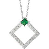 Platinum Lab-Grown Emerald & 3/8 CTW Diamond 16-18