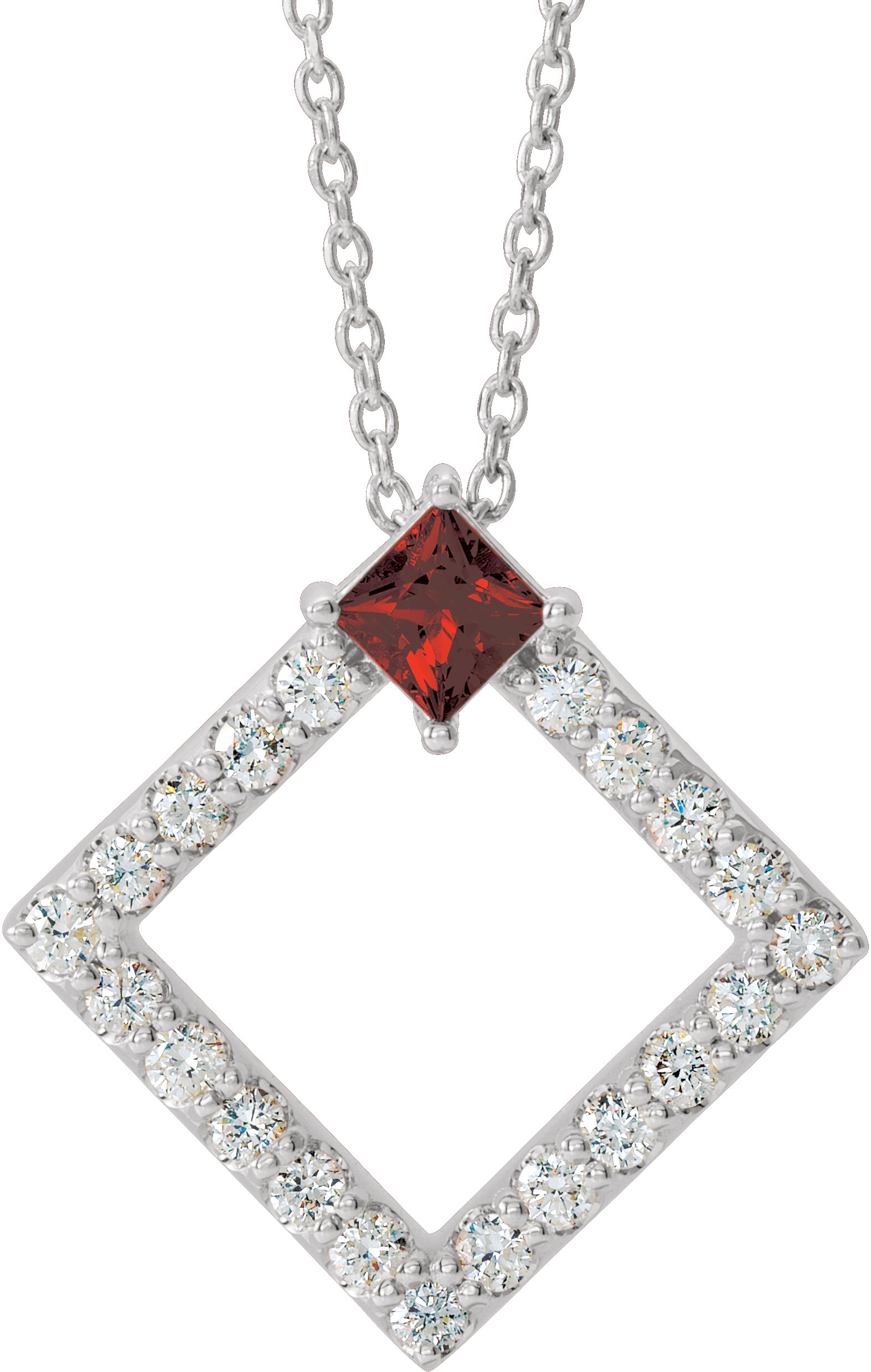 Platinum Mozambique Garnet and .375 CTW Diamond 16 18 inch Necklace Ref 14901335