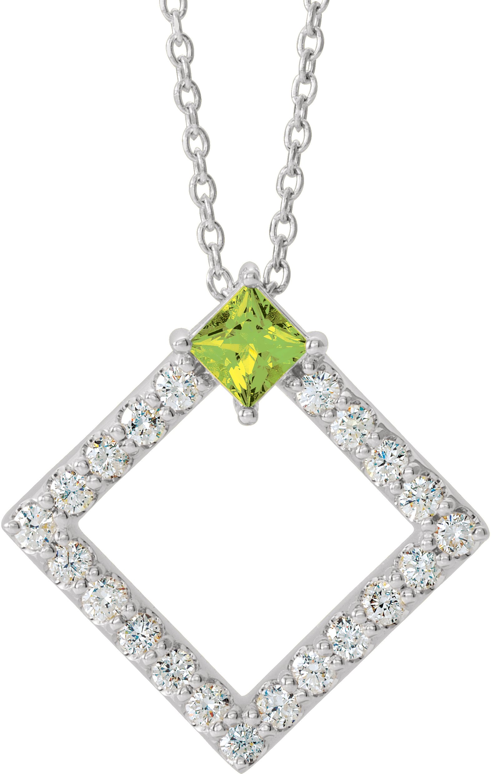 Platinum Peridot and .375 CTW Diamond 16 18 inch Necklace Ref 14901336