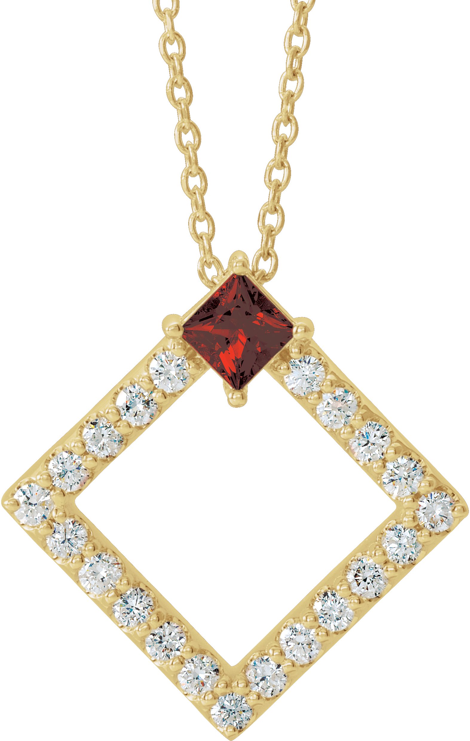 14K Yellow Mozambique Garnet and .375 CTW Diamond 16 18 inch Necklace Ref 14900512