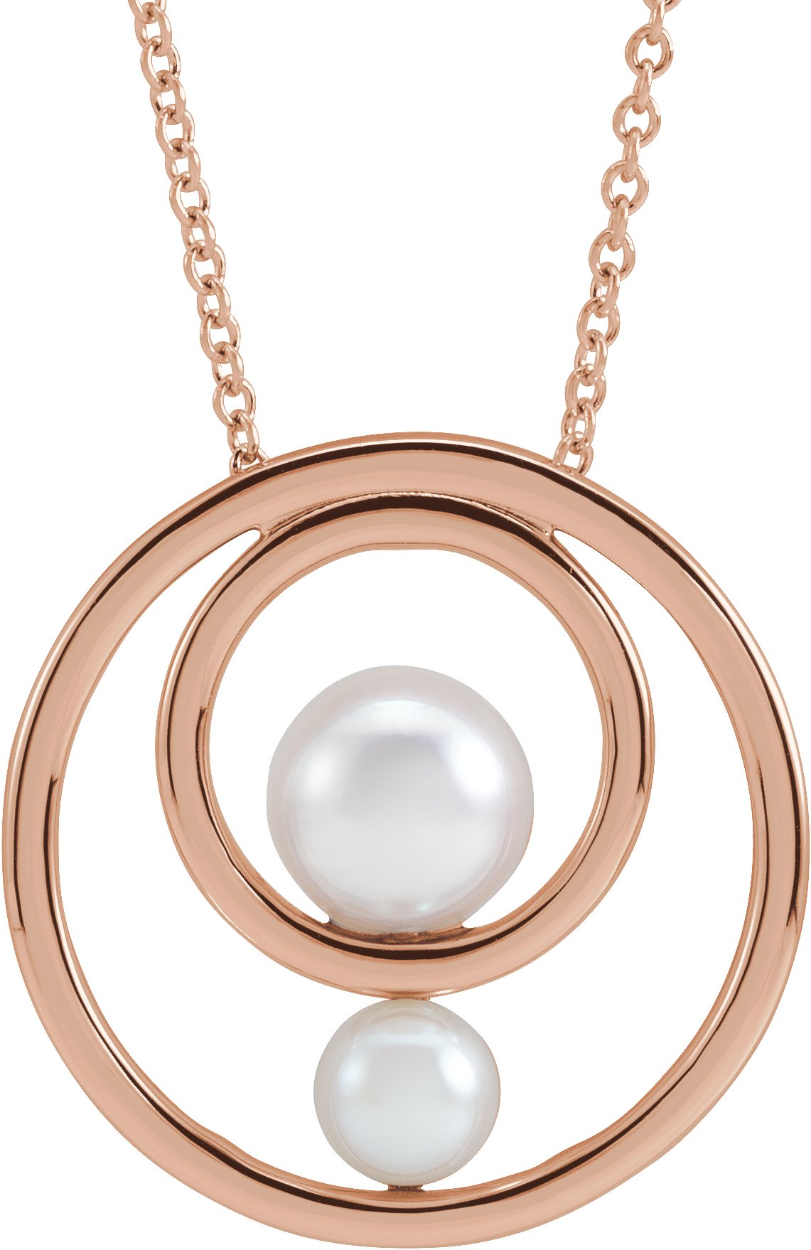 14K Rose Cultured White Akoya Pearl Hold You Forever® 16-18" Necklace