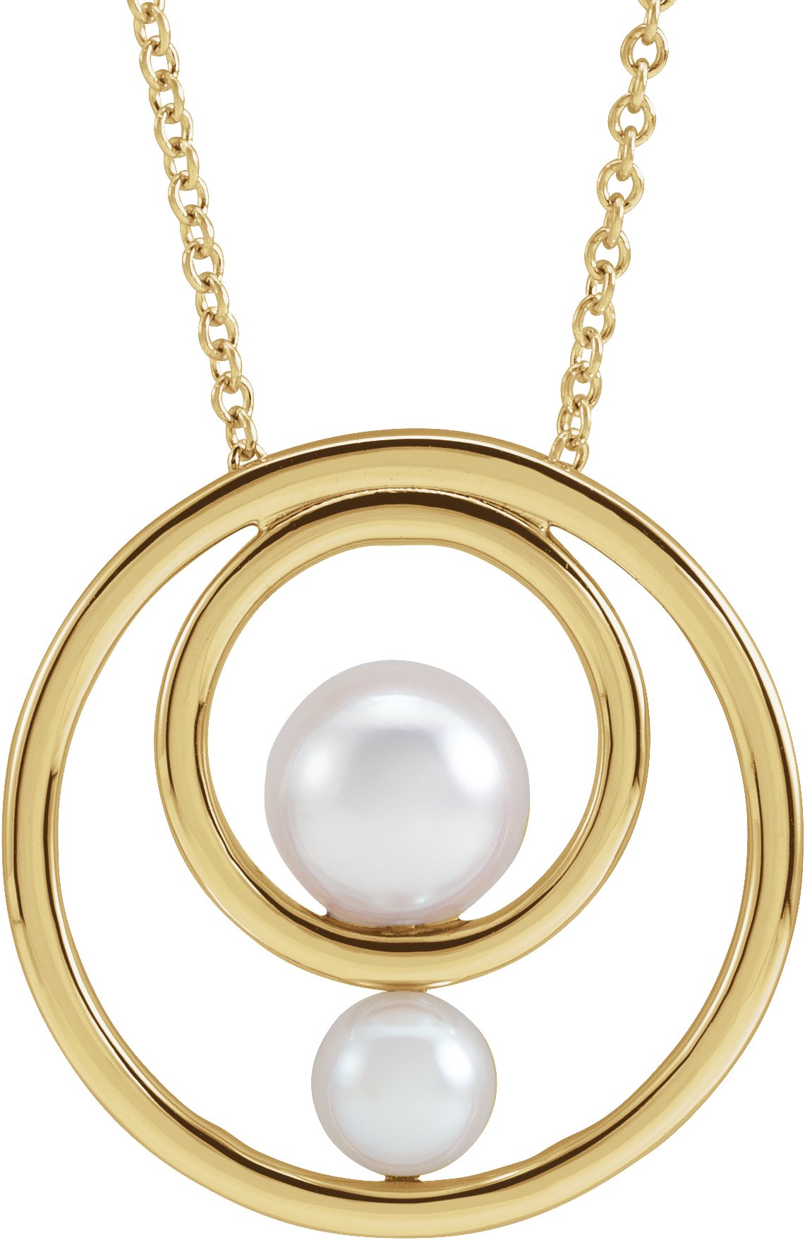 14K Yellow Cultured White Akoya Pearl Hold You Forever® 16-18\