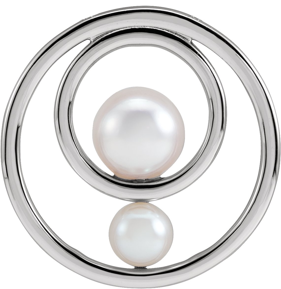 14K White Cultured White Akoya Pearl Hold You Forever® Pendant