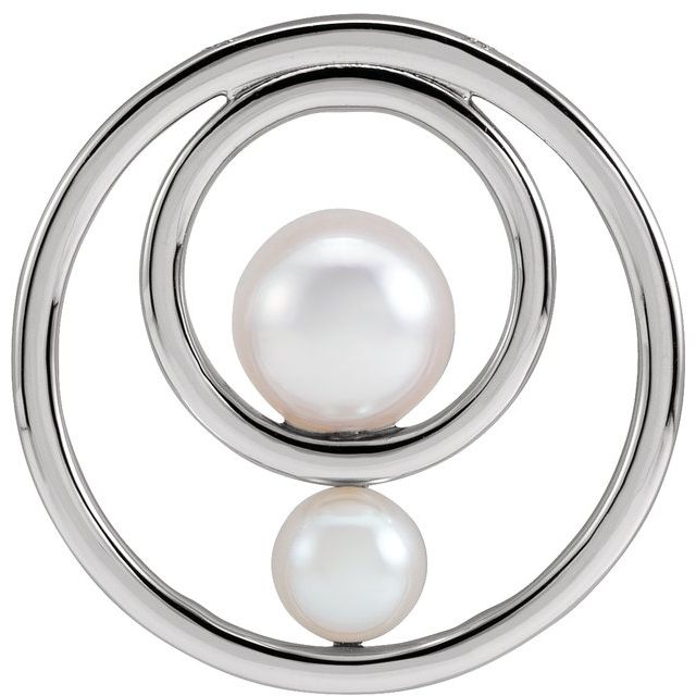 14K White Cultured White Akoya Pearl Hold You Forever® Pendant