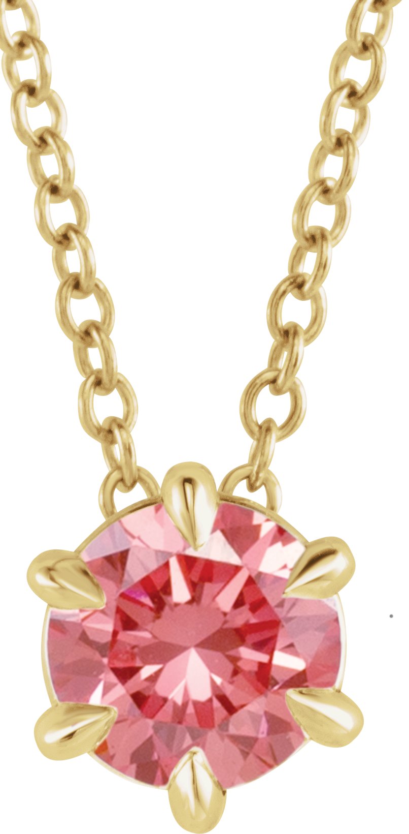 14K Yellow 1 CT Pink Lab-Grown Diamond Solitaire 16-18