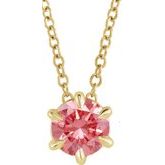 14K Yellow 1 CT Pink Lab-Grown Diamond Solitaire 16-18