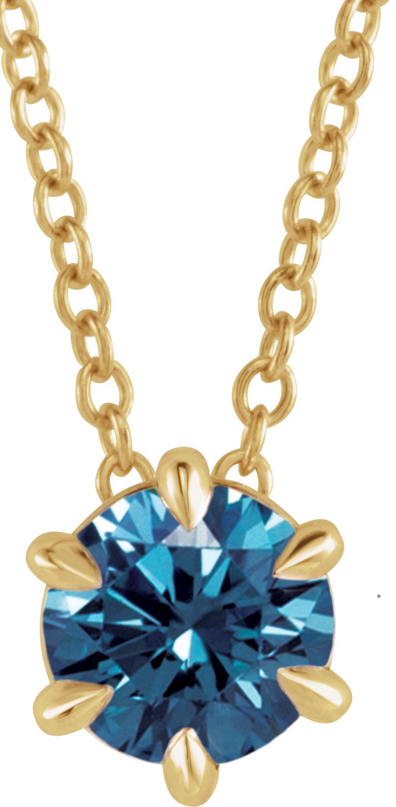 14K Yellow 1 CT Blue Lab-Grown Diamond Solitaire 16-18