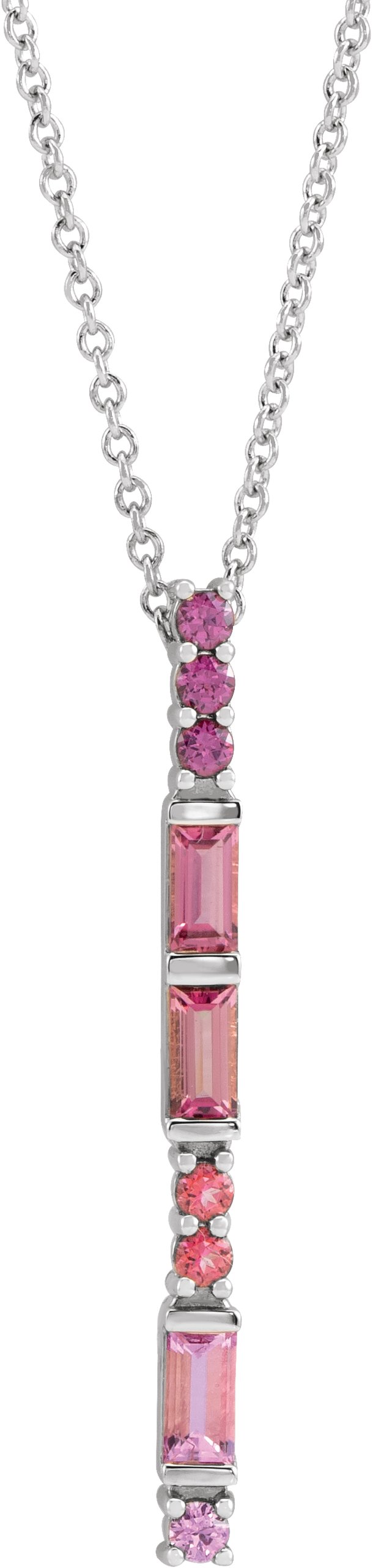 Sterling Silver Pink Multi Gemstone Bar 16 18 inch Necklace Ref. 17589023