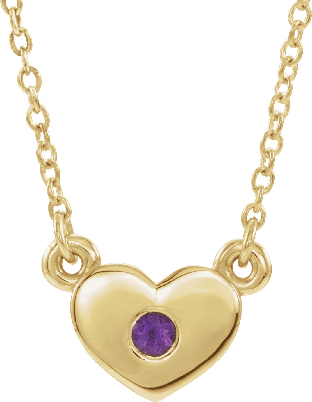 14K Yellow Amethyst Heart 16" Necklace           