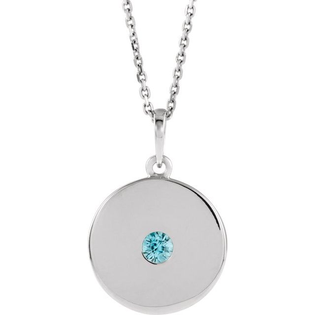 Sterling Silver Natural Blue Zircon Disc 16-18
