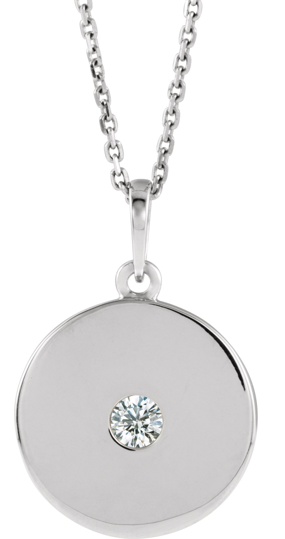 14K White 1/10 CTW Natural Diamond Disc 16-18" Necklace