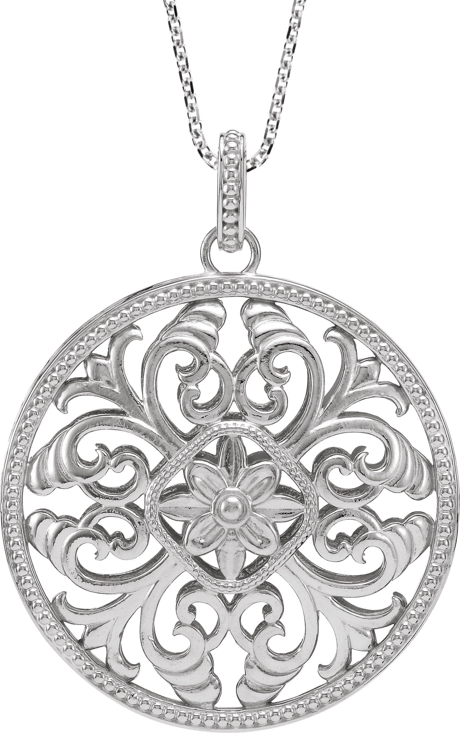 Sterling Silver Filigree Circle 18" Necklace