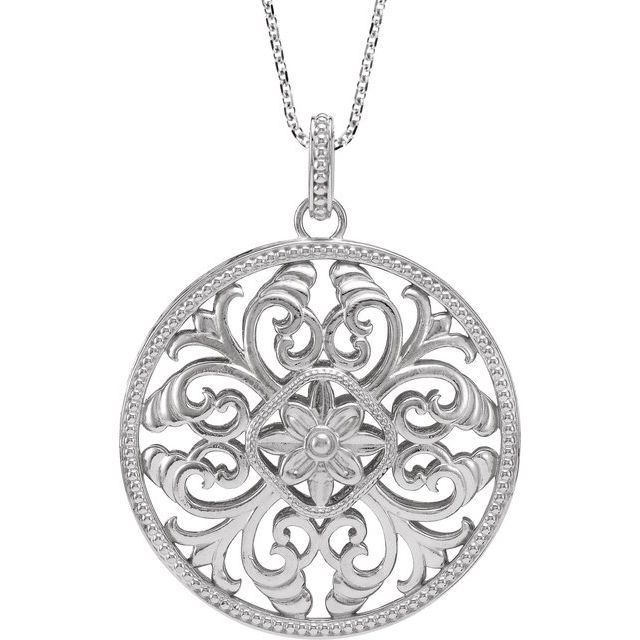 Sterling Silver 59.2x45.9 mm  Floral 18