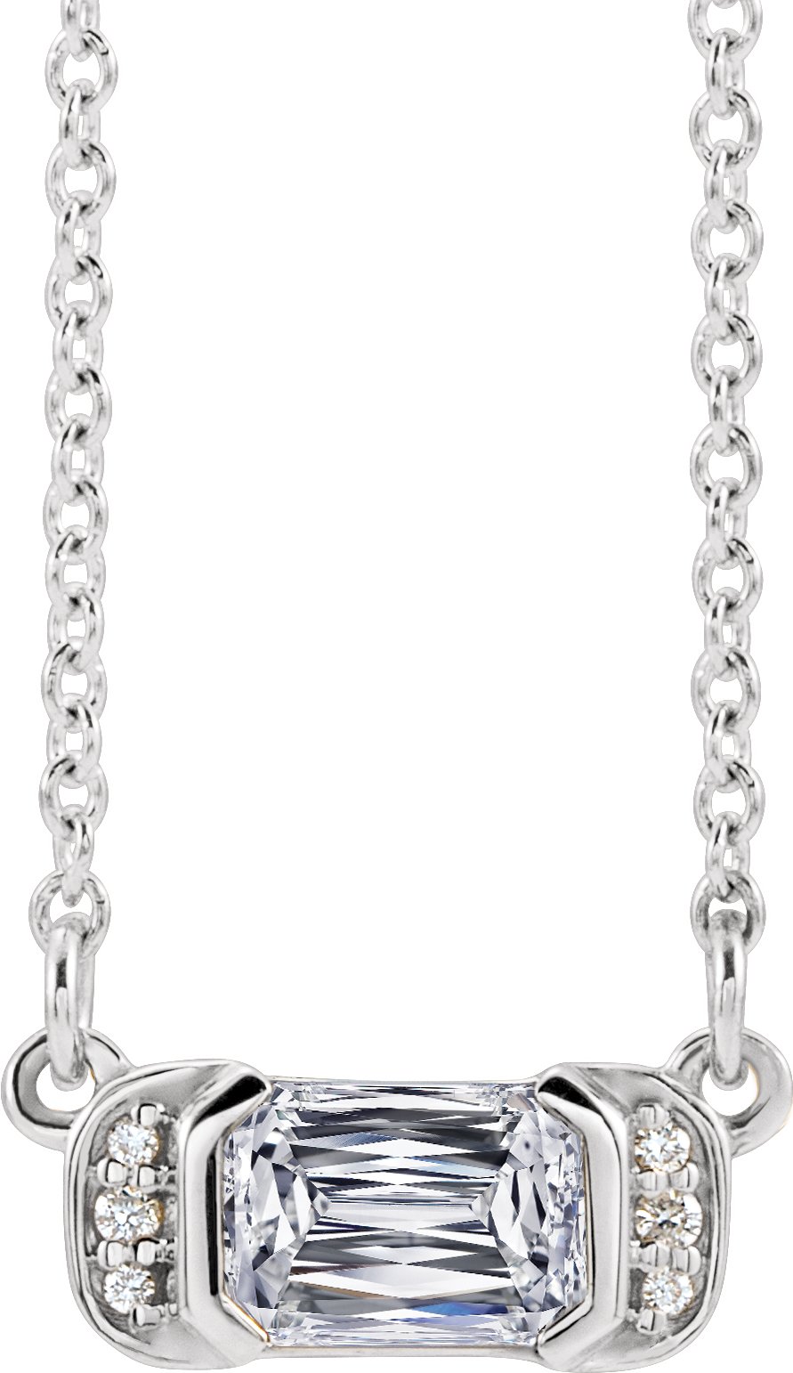 14K White 1/2  CTW Natural Diamond Bar 16" Necklace