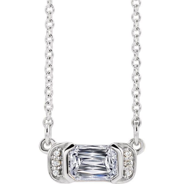 14K White 1/2  CTW Natural Diamond Bar 16" Necklace