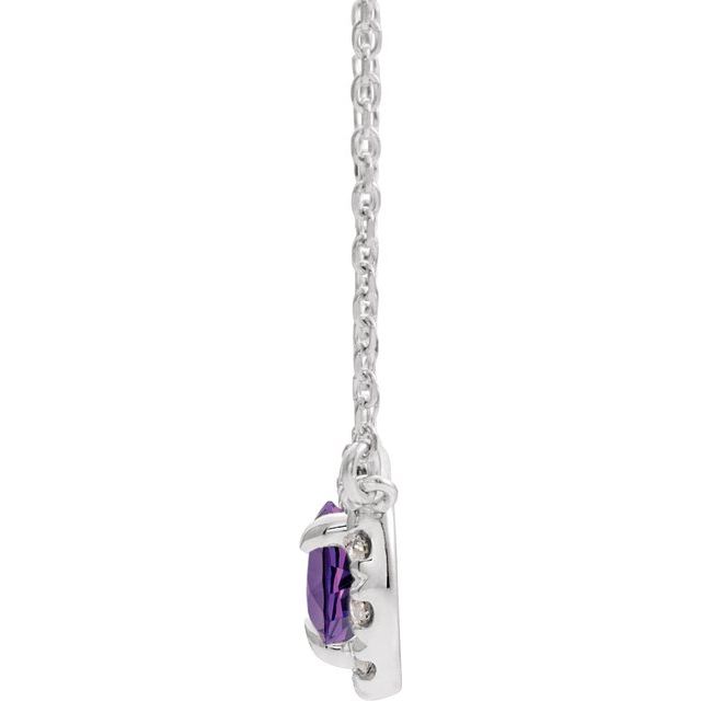 Sterling Silver 6x4 mm Natural Amethyst & 1/6 CTW Natural Diamond 18 Necklace