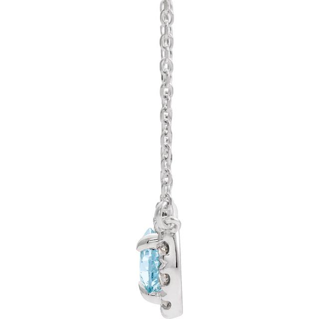 14K White 8x5 mm Natural Sky Blue Topaz & 1/5 CTW Natural Diamond 16 Necklace