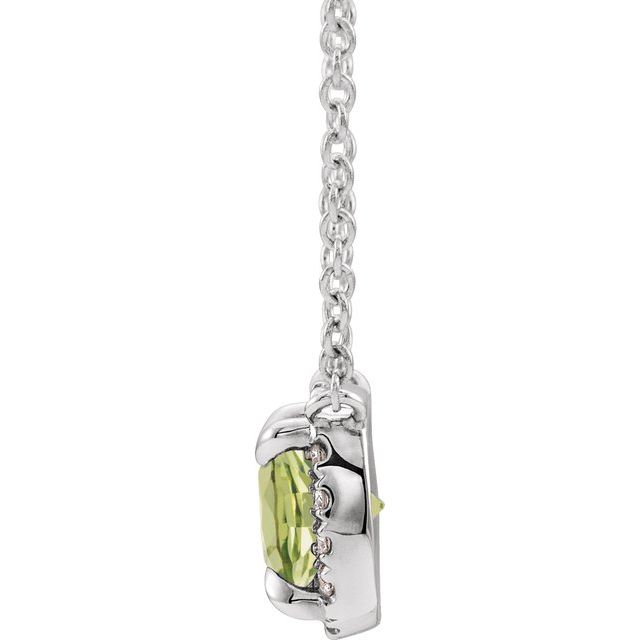 Sterling Silver Natural Peridot & .05 CTW Natural Diamond 16 Necklace 