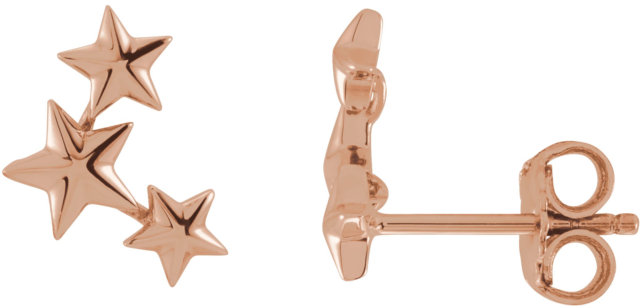 14K Rose Star Ear Climbers