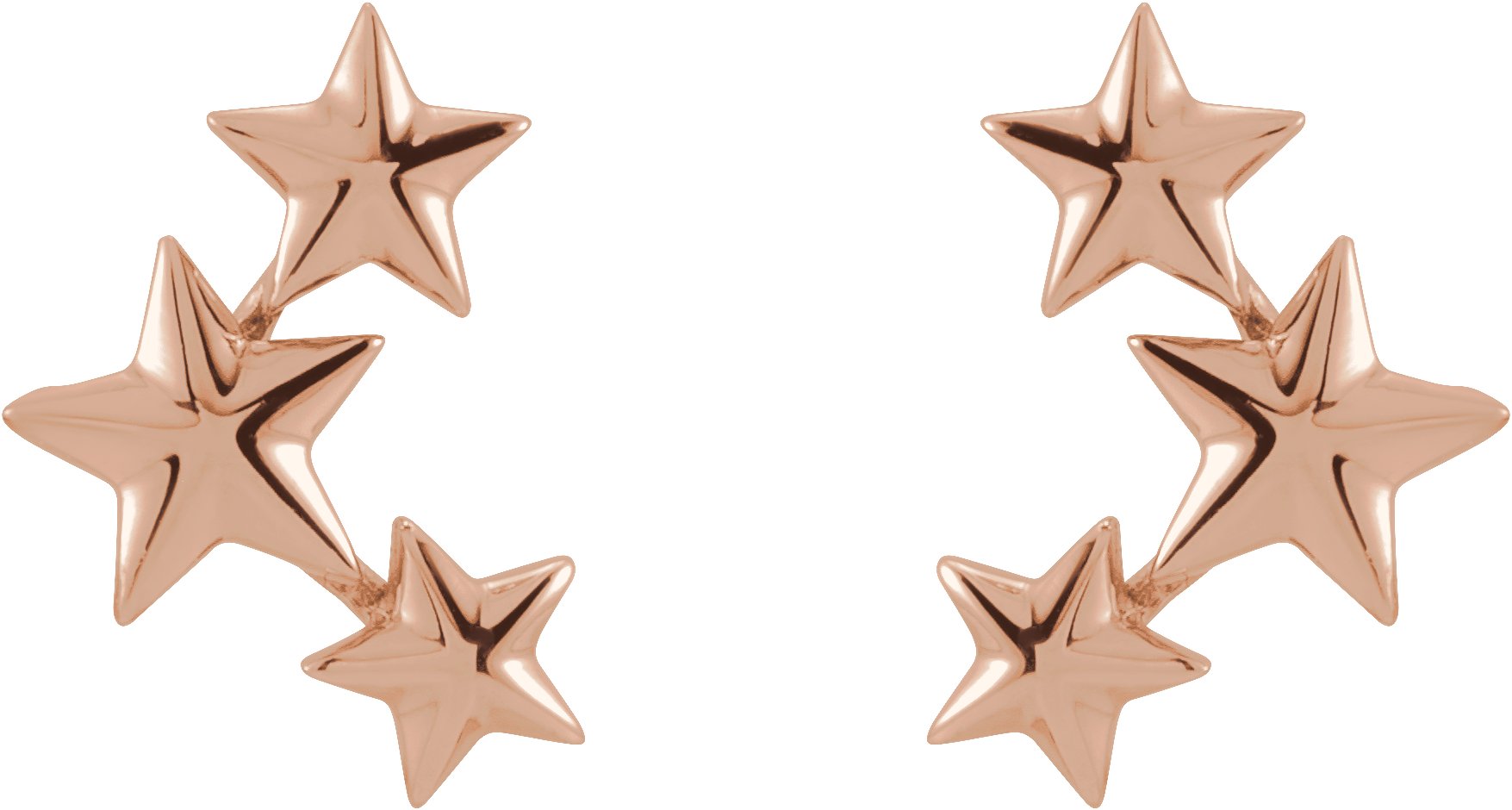 14K Rose Star Ear Climbers